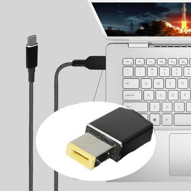 Alt view image 5 of 6 - 100W USB-C Type-C to Slim Square Tip PD Charger Power Cable for Lenovo laptops