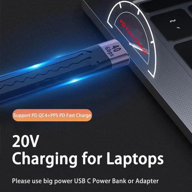 Alt view image 4 of 9 - USB 4.0 Gen 3 Data Cable PD 100W 5A Fast Charging USB C to Type C Cable Thunderbolt 3 8K@60Hz Cable USB Tipo C 40Gbps Data Cable (13.8cm)