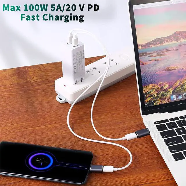 Alt view image 3 of 5 - Magnetic USB C Adapter 24Pins Type C Connector, Support Thunderbolt 4,USB4.0, PD 100W Quick Charge,40Gb/s Data Transfer,8K Video Output Compatible with MacBook and More USB C Devices (Straight)