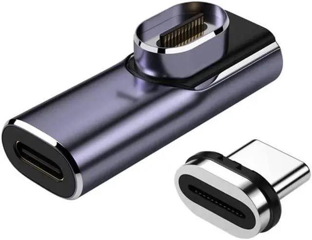 Alt view image 6 of 6 - Magnetic USB C Adapter 24Pins Type C Connector, Support Thunderbolt 4,USB4.0, PD 100W Quick Charge,40Gb/s Data Transfer,8K Video Output Compatible with MacBook and More USB C Devices (Elbow)