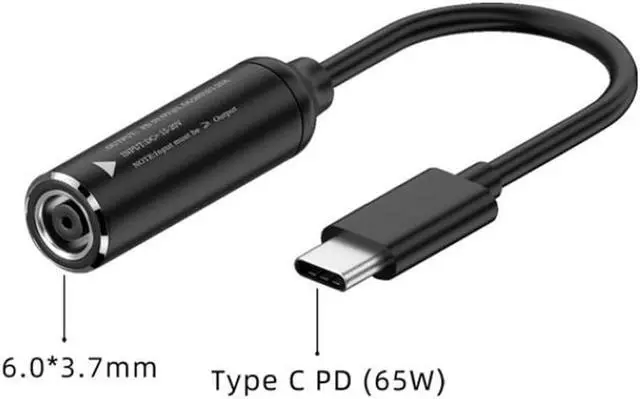 Main image of DC 6.0x3.7mm Female to USB Type C PD Charger Cable Power Cable for MacBook Lenovo Samsung Dell HP, other USB C Devices