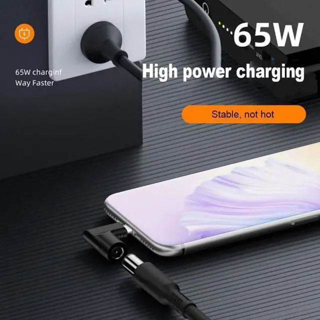 Alt view image 2 of 6 - DC 5.5x2.1mm Female to USB Type C PD Laptop Charger Power Adapter Converter 65W for Apple Macbook Samsung Dell HP Lenovo, other USB C Devices