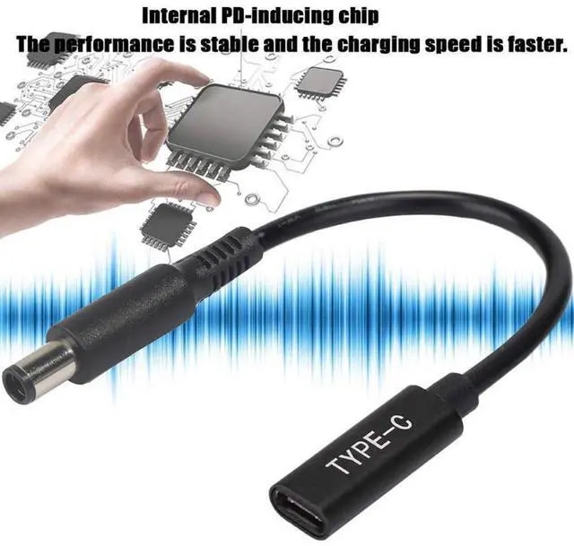 Alt view image 2 of 4 - USB C Type C Female to 7.4x5.0mm DC Tip Adapter Cable PD Converter Cable for  Dell 65W or below laptops