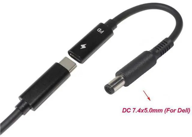 Alt view image 3 of 4 - USB C Type C Female to 7.4x5.0mm DC Tip Adapter Cable PD Converter Cable for  Dell 65W or below laptops