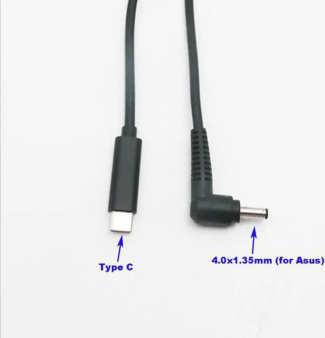 Alt view image 3 of 5 - USB-C Type C to DC Tip 4.0mm 1.35mm PD Charger Cable Power Cable For Asus Zenbook Vivobook laptops