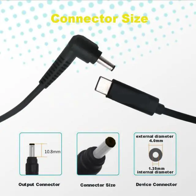 Alt view image 5 of 5 - USB-C Type C to DC Tip 4.0mm 1.35mm PD Charger Cable Power Cable For Asus Zenbook Vivobook laptops