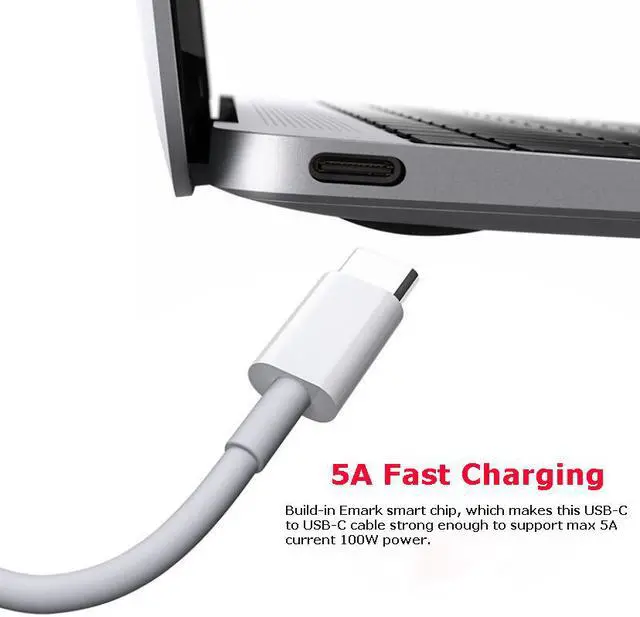 Alt view image 3 of 7 - USB C to USB C Cable (6.6ft) , 100W 5A PD Charging for Apple MacBook, Huawei Matebook, iPad Pro 2018, Chromebook, Switch, and More Type-C Devices/Laptops