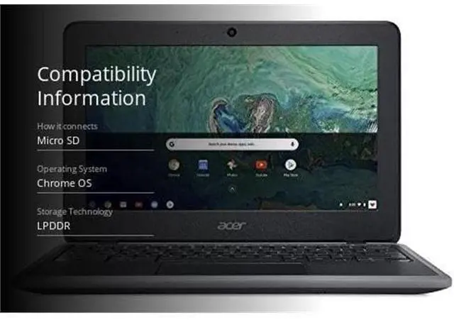 Alt view image 5 of 6 - Acer Chromebook C732-C6WU 11.6" 4GB 32GB SSD Celeron N3350 1.1GHz ChromeOS, Black