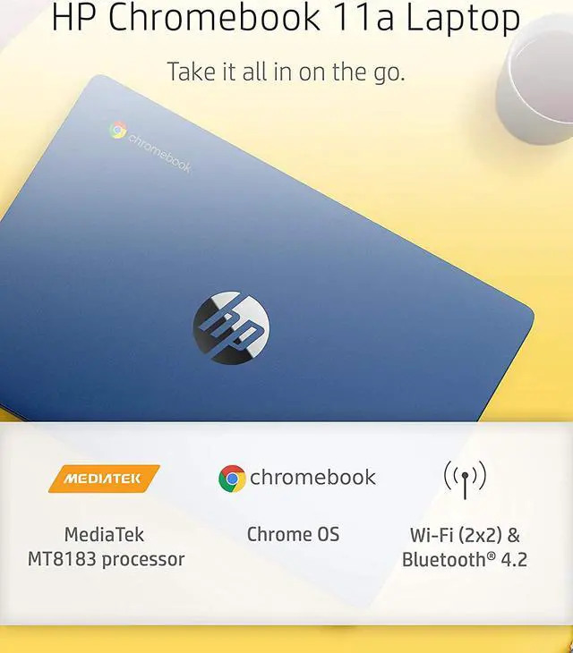 Alt view image 14 of 20 - HP Chromebook 11a-na0060nr 11.6-in HD Touch 4GB 32GB Indigo Blue