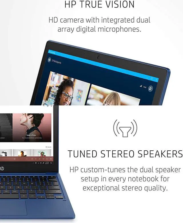 Alt view image 16 of 20 - HP Chromebook 11a-na0060nr 11.6-in HD Touch 4GB 32GB Indigo Blue