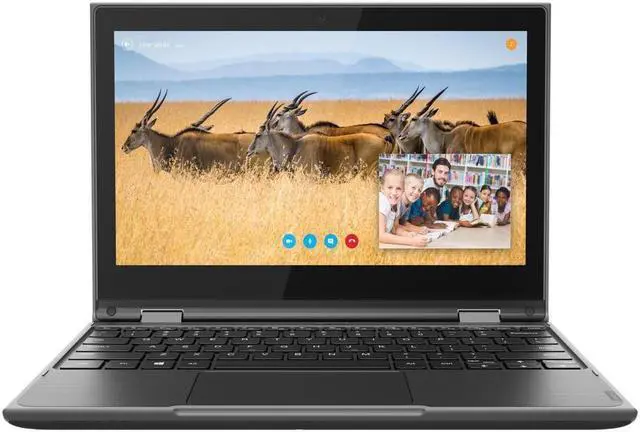 Alt view image 2 of 3 - Lenovo 300e 2in1 11.6" Touchscreen Notebook AMD A4-9120 4GB 32GB Chrome OS Dark Gray Refurbished Good