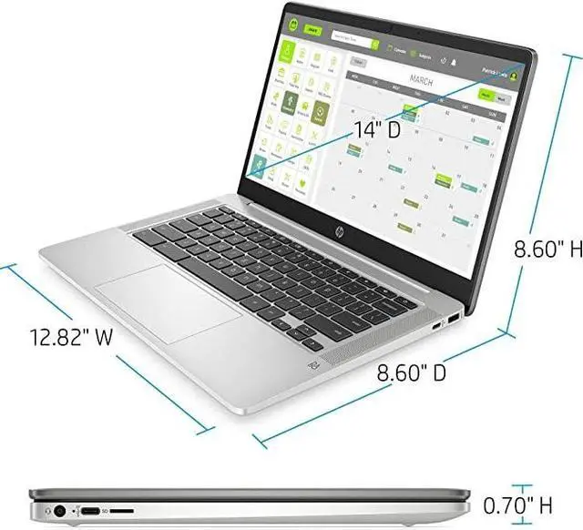 Alt view image 6 of 12 - HP Chromebook 14a-na0024nr 14" HD Laptop Intel Celeron N4120 1.10GHz up to 2.60GHz, 4-cores Intel UHD Graphics 600 4GB LPDDR4-2400 RAM 32GB eMMC Chrome OS - 4M111UA