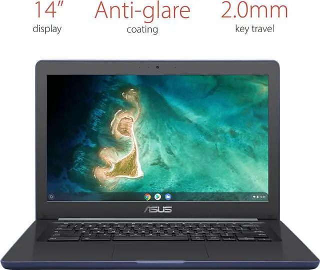 Alt view image 11 of 20 - Asus Chromebook 14" 4GB RAM, 32GB Intel Celeron N3350 - Dark Blue C403NA-WS42-BL