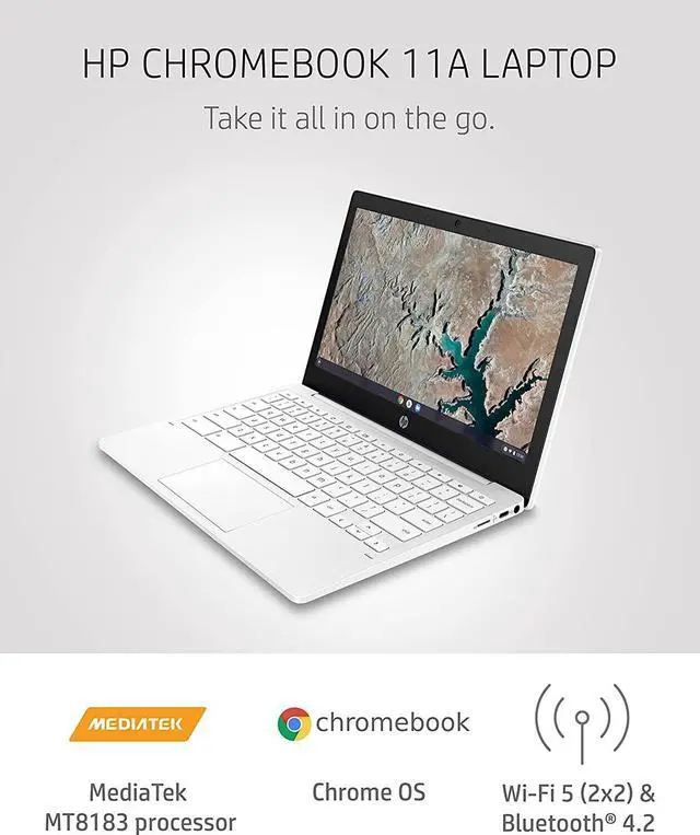 Alt view image 10 of 12 - HP Chromebook 11a-na0080nr 11.6" Chromebook - HD - 1366 x 768 - Octa-core (8 Core) 2 GHz - 4 GB Total RAM - 64 GB Flash Memory - Snow White - MediaTek Chip - Chrome OS - English Keyboard - IEEE 8