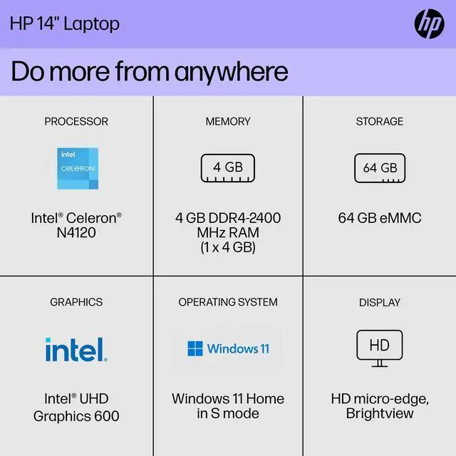 Alt view image 5 of 11 - HP Stream Laptop 14 inch Intel N4120 4GB 64GB 1 Year Microsoft 365 Windows 11 Silver