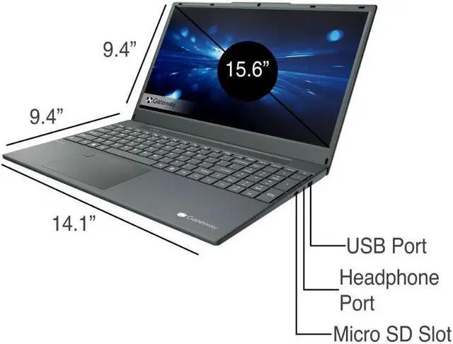 Alt view image 5 of 6 - Gateway 15.6" FHD Ryzen 7 3700U 2.3GHz AMD Radeon RX Vega10 8GB 512GB Windows 10 Refurbished