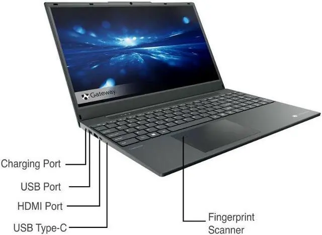 Alt view image 6 of 6 - Gateway 15.6" FHD Ryzen 7 3700U 2.3GHz AMD Radeon RX Vega10 8GB 512GB Windows 10 Refurbished