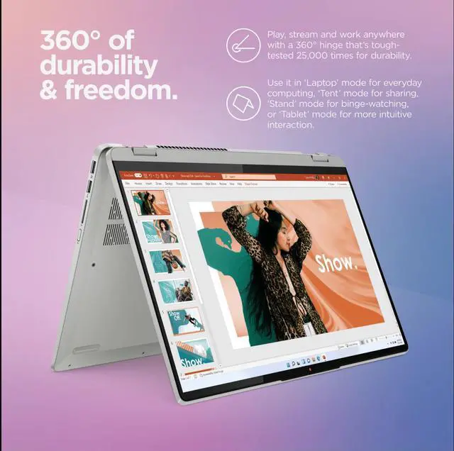 Alt view image 16 of 19 - Lenovo Ideapad Flex 5 16Iau7 16" Touch Laptop i7-1255U 8GB RAM 512GB SSD W11H- (Manufacturer Recertified)