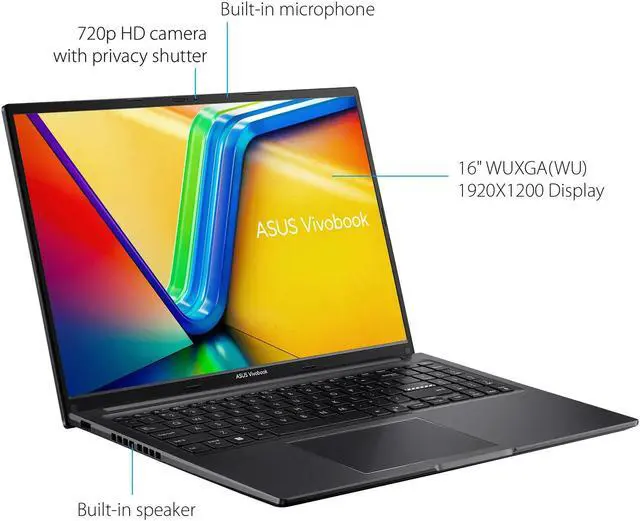 Alt view image 2 of 7 - ASUS Vivobook 16 16" Intel i5-1235U 8GB 512GB UHD Graphics Windows 11 Home Black Certified Refurbished