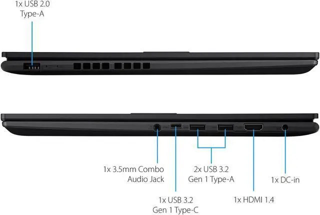 Alt view image 4 of 7 - ASUS Vivobook 16 16" Intel i5-1235U 8GB 512GB UHD Graphics Windows 11 Home Black Certified Refurbished