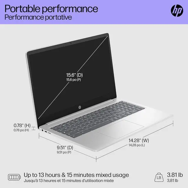 Alt view image 4 of 6 - HP Chromebook Laptop 15.6" Full HD Intel i3-N305 8GB RAM 128GB SSD Chrome OS Certified Refurbished