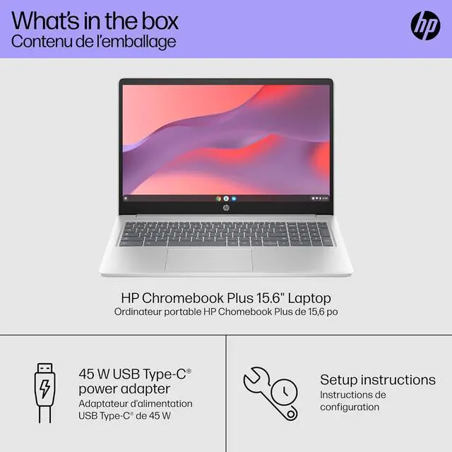 Alt view image 5 of 6 - HP Chromebook Laptop 15.6" Full HD Intel i3-N305 8GB RAM 128GB SSD Chrome OS Certified Refurbished