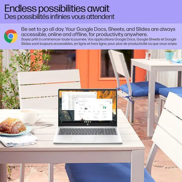 Alt view image 6 of 6 - HP Chromebook Laptop 15.6" Full HD Intel i3-N305 8GB RAM 128GB SSD Chrome OS Certified Refurbished