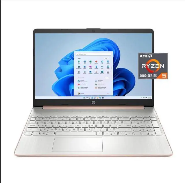 Main image of HP 15.6" FHD Laptop with AMD 6-Core Ryzen 5 5500U 8GB 256GB Windows 11  Pale Rose Gold Certified Refurbished