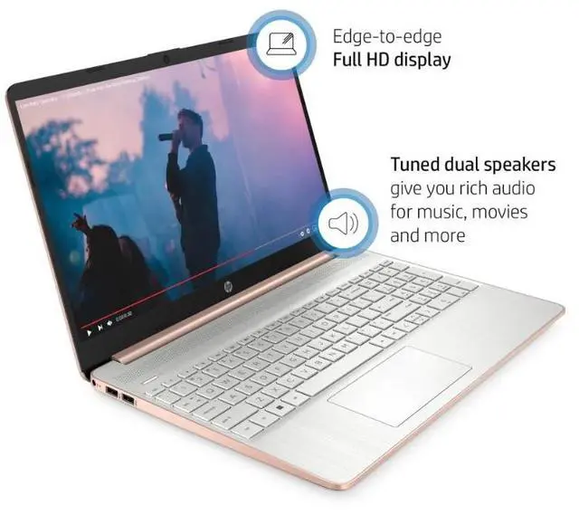Alt view image 5 of 5 - HP 15.6" FHD Laptop with AMD 6-Core Ryzen 5 5500U 8GB 256GB Windows 11  Pale Rose Gold Certified Refurbished