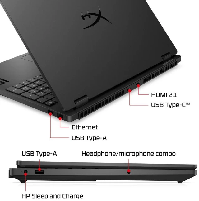 Alt view image 2 of 5 - HP OMEN HyperX 15.3" 2K 165 Hz Display Gaming Laptop AMD Ryzen 7 16GB 1TB NVIDIA GeForce RTX 5060 8GB Windows 11 Home Black