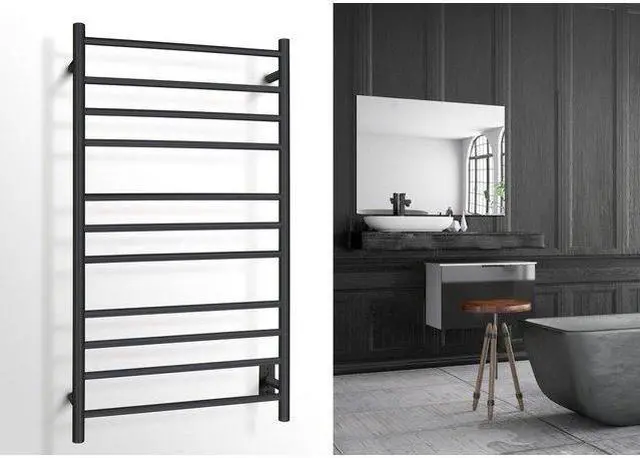 Alt view image 3 of 5 - Malta Towel Warmer, Black, Hardwired, 11 Bars