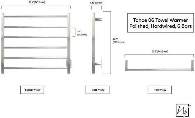 Alt view image 3 of 4 - Tahoe 6 Towel Warmer, Polished, Hardwired, 6 Bars Refurbished