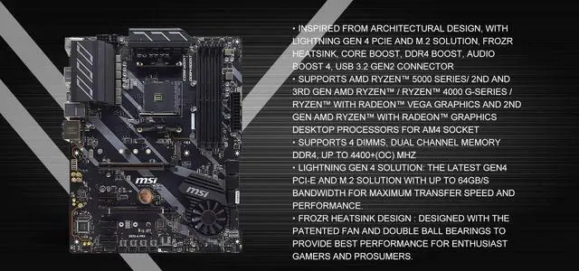 Alt view image 6 of 10 - MSI X570-A PRO AM4 SATA 6Gb/s M.2 USB 3.2 Gen 2 HDMI ATX  AMD Motherboard