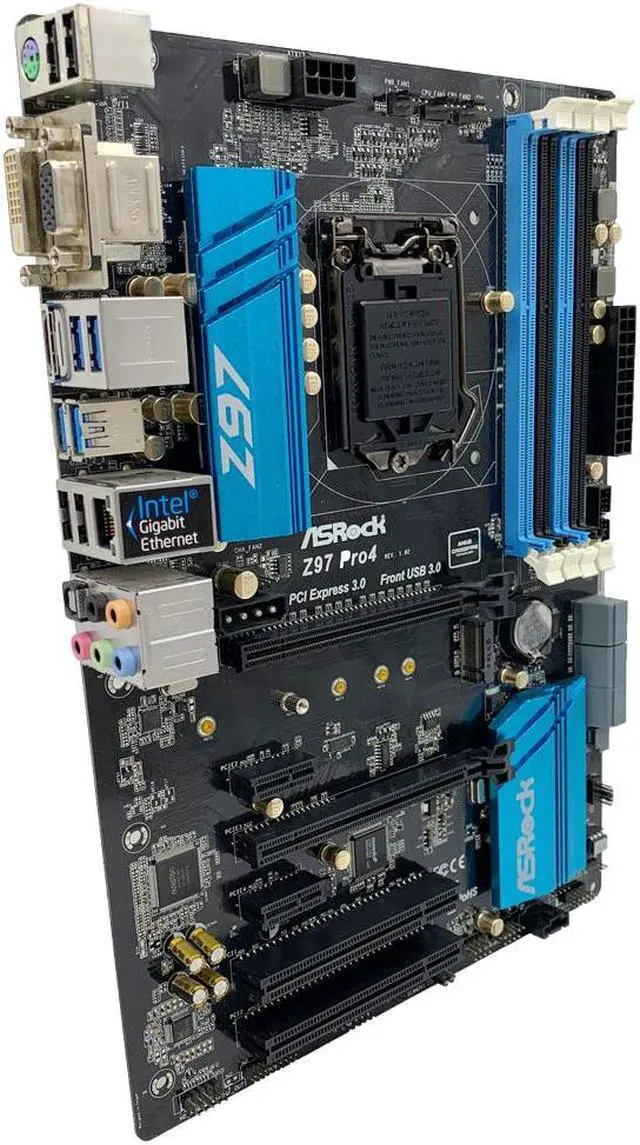 Alt view image 2 of 6 - ASRock Z97 PRO4 Motherboard ATX Intel Z97 LGA1150 DDR3 32GB SATA3 M.2 HDMI VGA DVI-D PCI-E2.0/3.0+I/O
