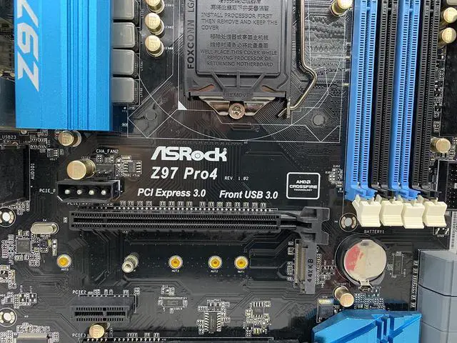 Alt view image 4 of 6 - ASRock Z97 PRO4 Motherboard ATX Intel Z97 LGA1150 DDR3 32GB SATA3 M.2 HDMI VGA DVI-D PCI-E2.0/3.0+I/O