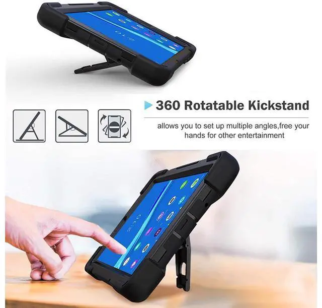Alt view image 4 of 7 - Lenovo Tab M10 FHD Plus Case 10.3 Inch 2020 2nd Generation, Rugged Heavy Duty Shockproof Rotating Kickstand Protective Cover for Lenovo Tab M10 Plus Model TB-X606F TB-X606X 10.3" FHD Tablet 2020