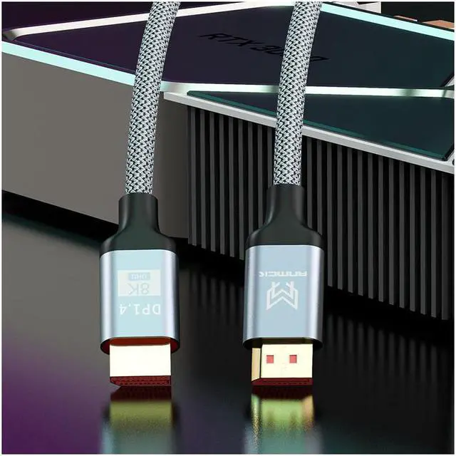 Alt view image 7 of 7 - 3.3 feet 8K Display Port Cable 1.4, 8K @60Hz 7680x4320 32.4Gbps Display Port to Display Port Cable, Backward Compatible with 4K @144Hz/2K @165Hz/1080P 240Hz for PC, Laptop, HDTV