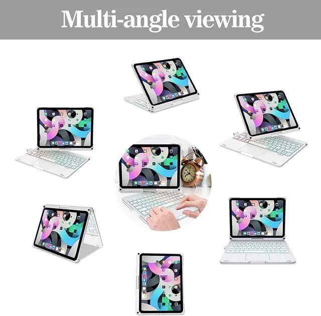 Alt view image 5 of 7 - Touch Keyboard Case with Trackpad for iPad Pro 11 inch 2021 2020 2018 / iPad Air 4 10.9 2020 4th Generation with Bluetooth Backlit Keyboard - 360° Protective Cover with Apple Pencil Holder