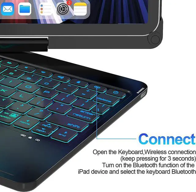Alt view image 2 of 7 - Touch Keyboard Case with Trackpad for iPad Pro 11 inch 2021 2020 2018 / iPad Air 4 10.9 2020 4th Generation with Bluetooth Backlit Keyboard - 360° Protective Cover with Apple Pencil Holder