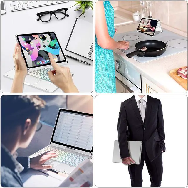 Alt view image 7 of 7 - Touch Keyboard Case with Trackpad for iPad Pro 11 inch 2021 2020 2018 / iPad Air 4 10.9 2020 4th Generation with Bluetooth Backlit Keyboard - 360° Protective Cover with Apple Pencil Holder