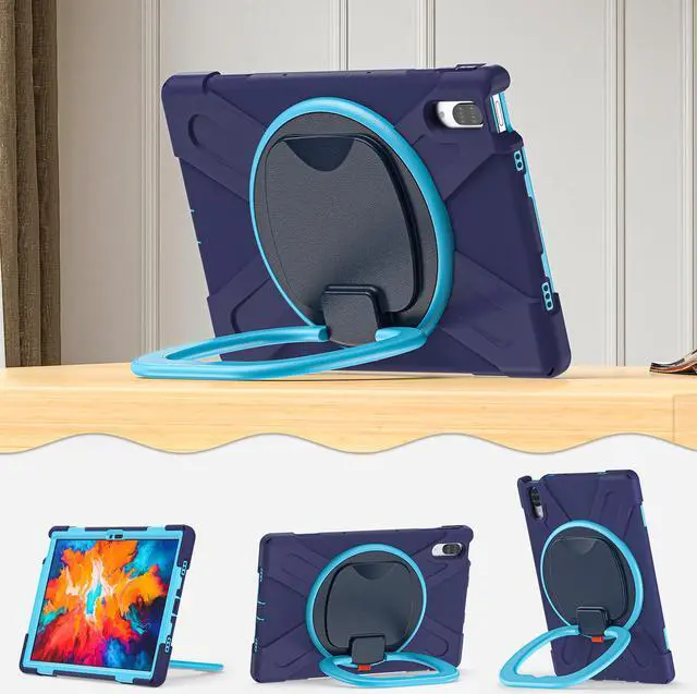 Alt view image 5 of 6 - Case for Lenovo Tab P11 Pro 11.5 Inch 2020 TB-J706F / TB-J706L, Heavy Duty Shockproof Rugged Drop Resistant Impact Resistant Silicone Protective Case with Stand/Handle Hand Strap/Shoulder Strap