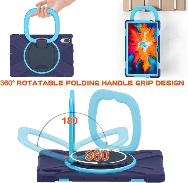Alt view image 2 of 6 - Case for Lenovo Tab P11 Pro 11.5 Inch 2020 TB-J706F / TB-J706L, Heavy Duty Shockproof Rugged Drop Resistant Impact Resistant Silicone Protective Case with Stand/Handle Hand Strap/Shoulder Strap