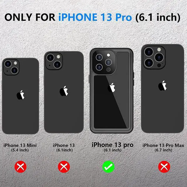 Alt view image 2 of 7 - for iPhone 13 Pro Case Waterproof, Built in Screen Protector 360° Full Body Heavy Duty Protective Shockproof Dustproof IP68 Underwater Case for iPhone 13 Pro 6.1 inch 2021