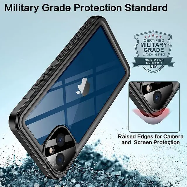 Alt view image 4 of 7 - Waterproof Case for iPhone 13 6.1 inch 5G 2021 with Built-in Screen Protector Heavy Duty Full Body Protection IP68 Underwater Shockproof Phone Cover