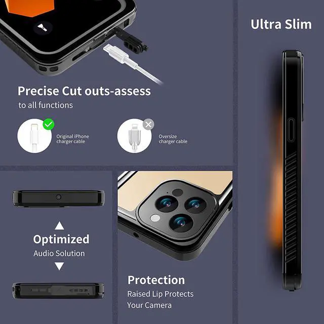 Alt view image 7 of 7 - for iPhone 13 Pro Max Case Waterproof, Built in Screen Protector Dustproof Shockproof Full-Body Heavy-Duty Rugged Protection, IP68 Waterproof Case for iPhone 13 Pro Max 6.7 inch 5G 2021
