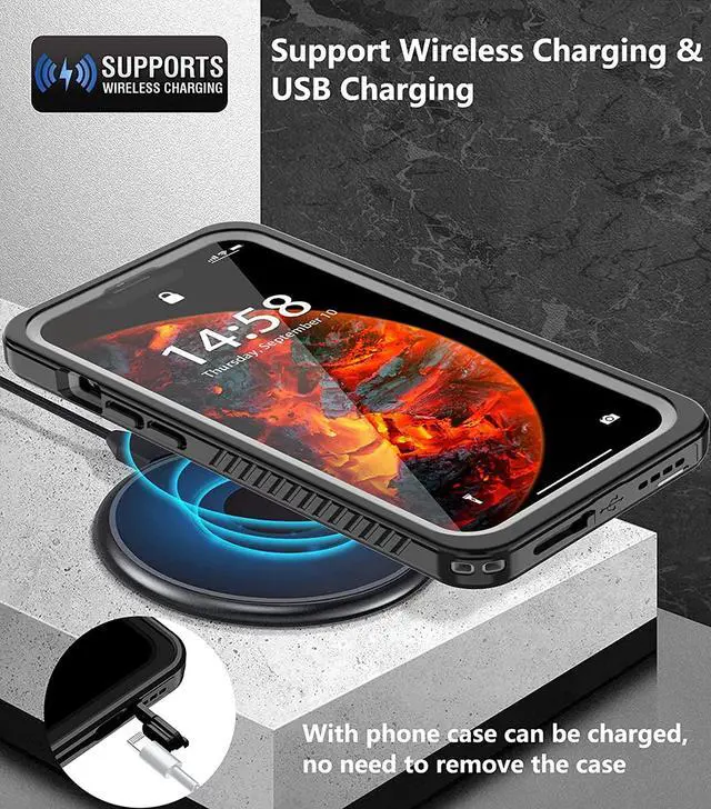 Alt view image 6 of 7 - for iPhone 13 Pro Case Waterproof, Built in Screen Protector 360° Full Body Heavy Duty Protective Shockproof Dustproof IP68 Underwater Case for iPhone 13 Pro 6.1 inch 2021