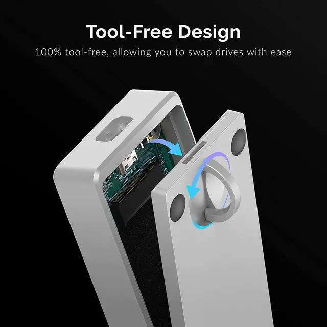 Alt view image 6 of 7 - SABRENT Thunderbolt 3 Certified M.2 NVMe SSD Tool Free Solid Aluminum Enclosure (EC-T3NS)
