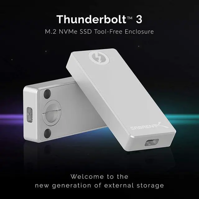 Alt view image 2 of 7 - SABRENT Thunderbolt 3 Certified M.2 NVMe SSD Tool Free Solid Aluminum Enclosure (EC-T3NS)