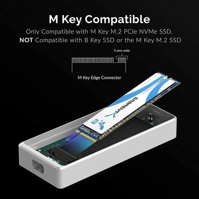 Alt view image 7 of 7 - SABRENT Thunderbolt 3 Certified M.2 NVMe SSD Tool Free Solid Aluminum Enclosure (EC-T3NS)