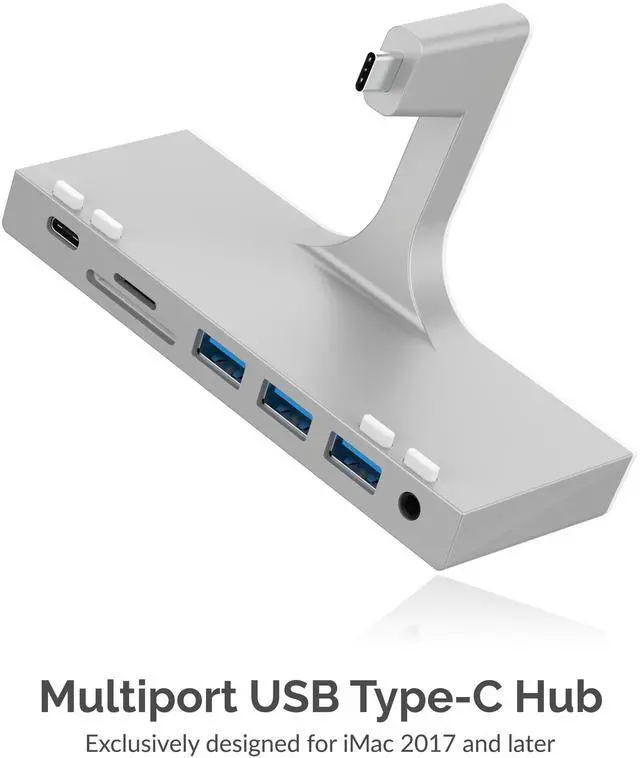 Alt view image 11 of 16 - SABRENT Multi-Port iMac Hub with Front Access USB Ports, SD/Micro SD Card Reader, 3.5mm Headphone Jack and Rear HDMI 2.0 Output (iMac 2017 to 2020) (HB-SIMC)
